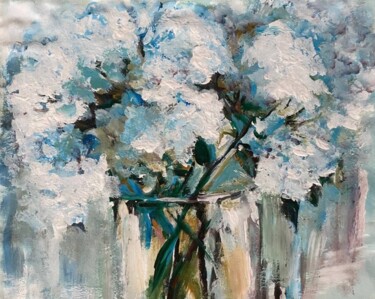 Painting titled "Hydrangeas" by Oksana Almiz, Original Artwork, Acrylic