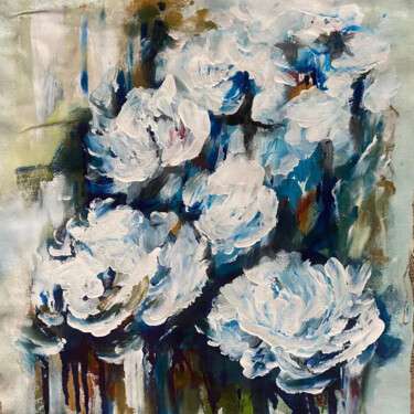 Malerei mit dem Titel "White peonies" von Oksana Almiz, Original-Kunstwerk, Acryl