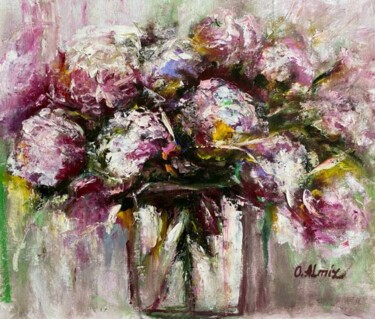 Painting titled ""Bright hydrangeas "" by Oksana Almiz, Original Artwork, Oil