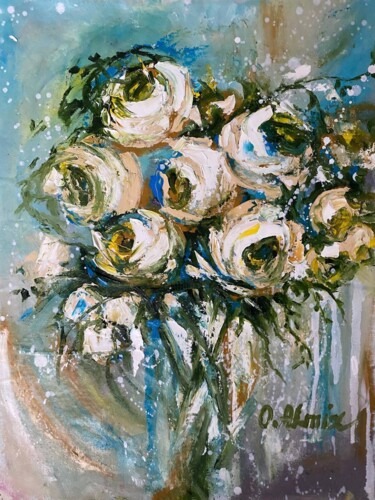 Malerei mit dem Titel "Summer rose" von Oksana Almiz, Original-Kunstwerk, Öl