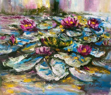 Pittura intitolato "Водяные лилии" da Oksana Almiz, Opera d'arte originale, Olio