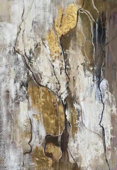 Картина под названием "Золотой беж" - Oksana Almiz, Подлинное произведение искусства, Акрил