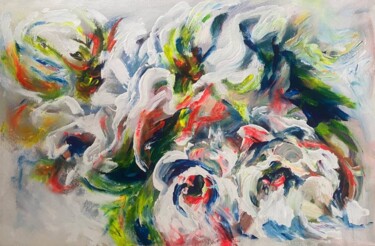 Malerei mit dem Titel "bright flowers" von Oksana Almiz, Original-Kunstwerk, Acryl