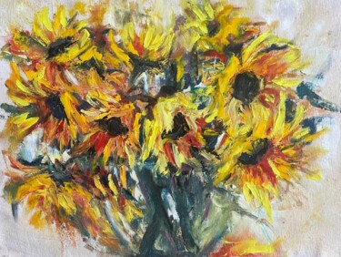 Painting titled "Sunflower" by Oksana Almiz, Original Artwork, Oil