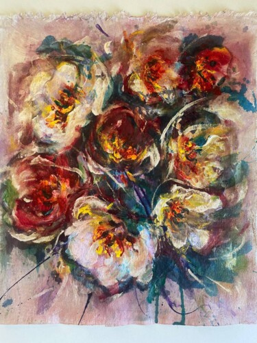 Pittura intitolato "Flowers at sunset" da Oksana Almiz, Opera d'arte originale, Acrilico