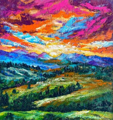 Malerei mit dem Titel "Sunset" von Oksana Almiz, Original-Kunstwerk, Öl