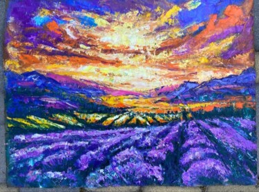Ζωγραφική με τίτλο "Lavenders field" από Oksana Almiz, Αυθεντικά έργα τέχνης, Λάδι