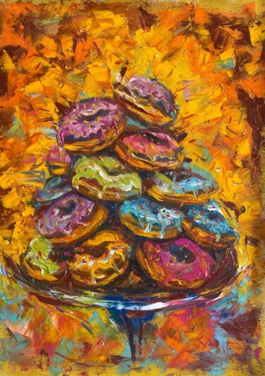 Peinture intitulée "Donuts" par Oksana Almiz, Œuvre d'art originale, Huile