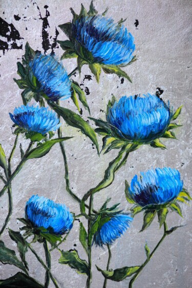 Painting titled "Wildflowers" by Oksana Baranova, Original Artwork, Oil