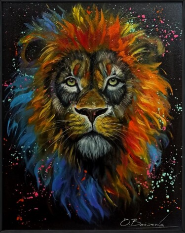 Painting titled "Oil painting "Lion"" by Oksana Baranova, Original Artwork, Oil