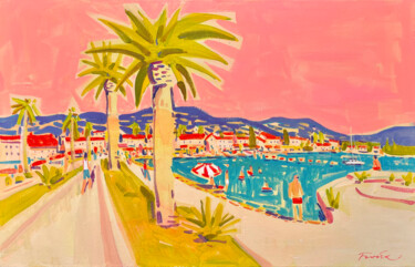 Malerei mit dem Titel "Palm Trees on the T…" von Oksana Boiko, Original-Kunstwerk, Acryl