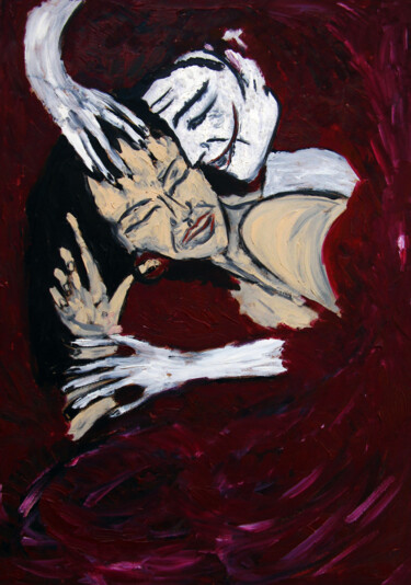 Painting titled "Enamored mime" by Oksana Budnichenko, Original Artwork, Oil