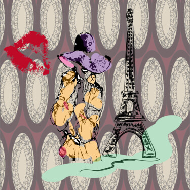 Arte digitale intitolato "Love Paris" da Oksana Budnichenko, Opera d'arte originale, Pittura digitale