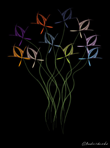 Digitale Kunst mit dem Titel "Cornflowers" von Oksana Budnichenko, Original-Kunstwerk, Digitale Malerei