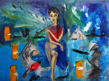 Pittura intitolato "Dream within a dream" da Oksana Budnichenko, Opera d'arte originale, Olio