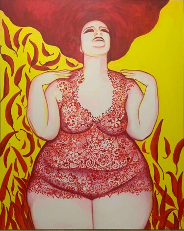 Картина под названием "Мадам Чили" - Оксана Чумакова, Подлинное произведение искусства, Акрил