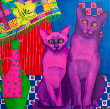 Pittura intitolato "(House for cats) 20…" da Oksana Chumakova, Opera d'arte originale, Acrilico