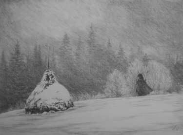 Drawing titled "He is alone" by Oksana Duchenchuk, Original Artwork, Pencil