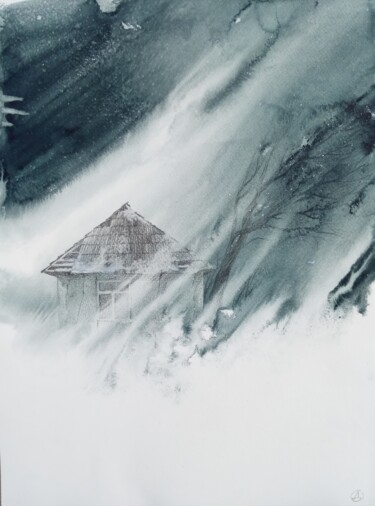 Schilderij getiteld "Winter III" door Oksana Duchenchuk, Origineel Kunstwerk, Aquarel