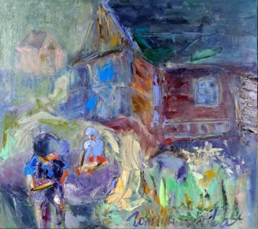 Painting titled "Матвеевы" by Oksana Golichenkova, Original Artwork, Oil Mounted on Wood Stretcher frame
