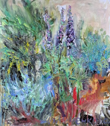 Картина под названием "Клумба" - Oksana Golichenkova, Подлинное произведение искусства, Масло Установлен на Деревянная рама…