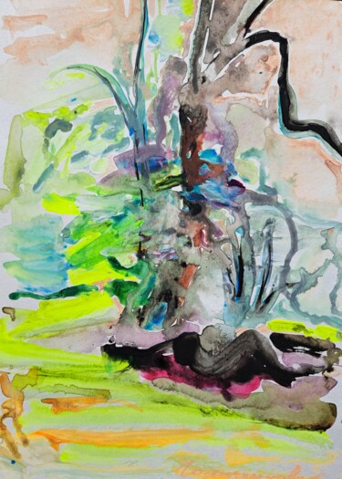 Schilderij getiteld "Дерево окутанное ту…" door Oksana Golichenkova, Origineel Kunstwerk, Acryl