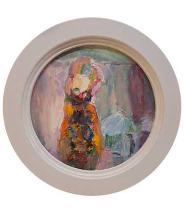 Картина под названием "Гуля развешивает бе…" - Oksana Golichenkova, Подлинное произведение искусства, Масло Установлен на ка…