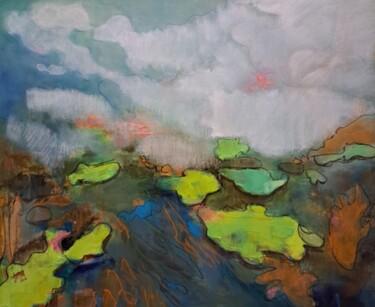 Картина под названием "Пруд, укрытый туман…" - Oksana Golichenkova, Подлинное произведение искусства, Масло