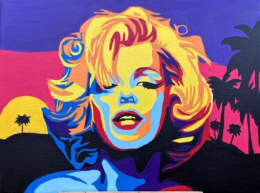Schilderij getiteld "Marilyn Monroe Pop…" door Oksana Harris, Origineel Kunstwerk, Acryl Gemonteerd op Karton