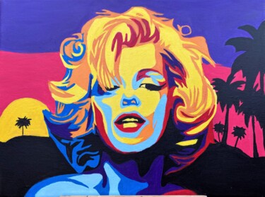 Painting titled "Marilyn Monroe Pop…" by Oksana Harris, Original Artwork, Acrylic Mounted on Cardboard