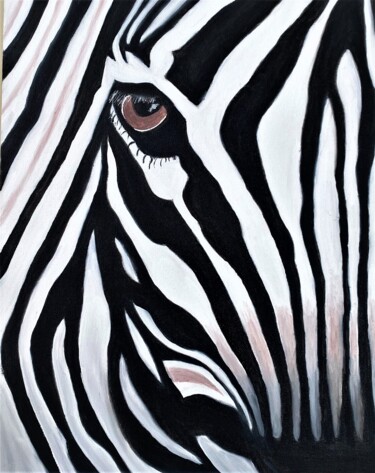 Ζωγραφική με τίτλο "Zebra Painting Anim…" από Oksana Harris, Αυθεντικά έργα τέχνης, Λάδι