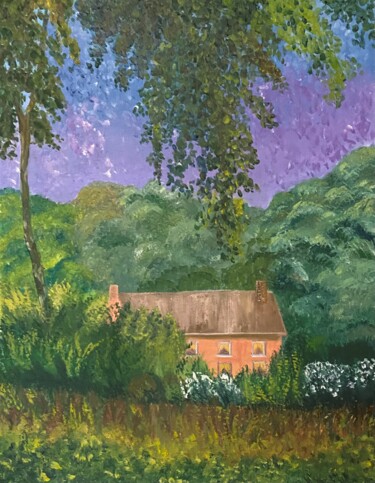 Painting titled "Landscape summer ho…" by Oksana Harris, Original Artwork, Oil