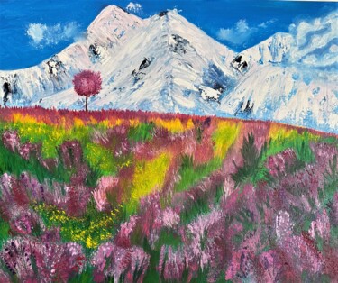 Schilderij getiteld "Mountains Original…" door Oksana Harris, Origineel Kunstwerk, Olie