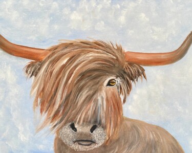 Peinture intitulée "highland cow oil pa…" par Oksana Harris, Œuvre d'art originale, Huile