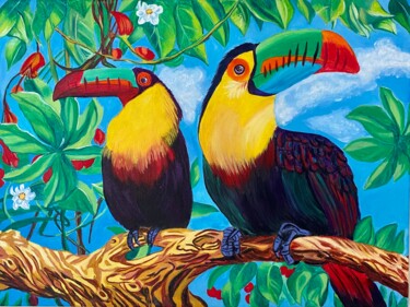 Painting titled "painting a pair of…" by Oksana Harris, Original Artwork, Oil
