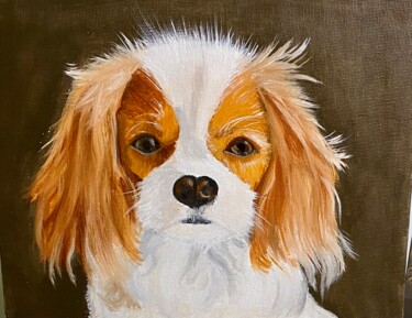 Painting titled "Spaniel pet dog  .C…" by Oksana Harris, Original Artwork, Oil