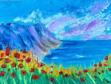 Peinture intitulée "Poppy Painting COAS…" par Oksana Harris, Œuvre d'art originale, Huile