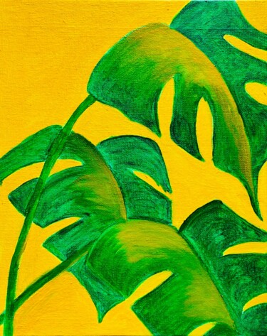 Картина под названием "Monstera Plant Orig…" - Oksana Harris, Подлинное произведение искусства, Масло
