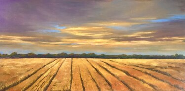 Pittura intitolato "Sunset in the field…" da Oksana Kryvenchuk, Opera d'arte originale, Olio