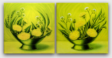 Painting titled "Diptych form Fantas…" by Oksana Kulik, Original Artwork, Oil Mounted on Wood Stretcher frame