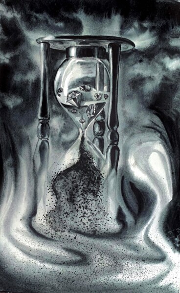 Malerei mit dem Titel "Цена времени" von Oksana Kuzmina (Soult), Original-Kunstwerk, Aquarell