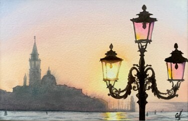 Peinture intitulée "Venetian sunrise" par Oksana Kuzmina (Soult), Œuvre d'art originale, Aquarelle