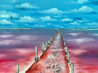 Painting titled "Salt lake Sivash" by Oksana Kuzmina (Soult), Original Artwork, Oil