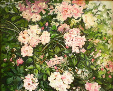 Картина под названием "Roses" - Oksana Lescenko, Подлинное произведение искусства, Масло