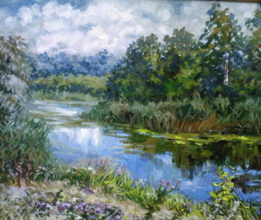 Painting titled "Landscape" by Oksana Lescenko, Original Artwork, Oil