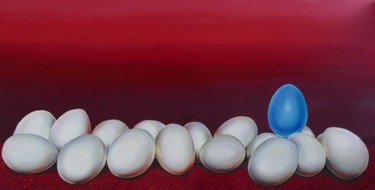 Malerei mit dem Titel "Das blaue Ei" von Oksana Licholip, Original-Kunstwerk, Öl