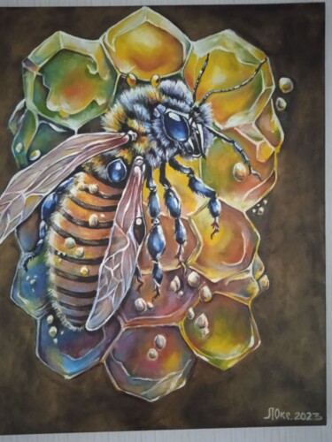 Peinture intitulée "Пчела" par Oksana Litovkina, Œuvre d'art originale, Huile