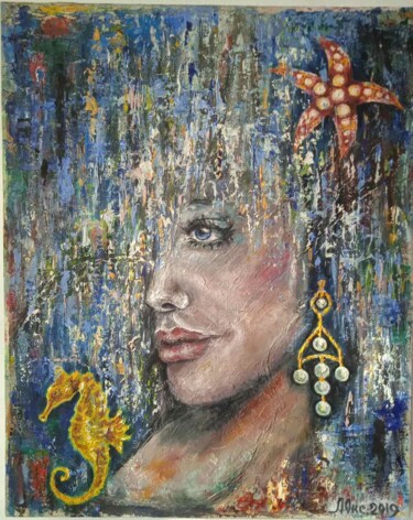 Картина под названием "Русалка" - Оксана Литовкина, Подлинное произведение искусства, Масло