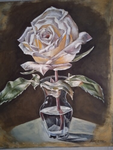 「Роза в прозрачной в…」というタイトルの絵画 Оксана Литовкинаによって, オリジナルのアートワーク, オイル