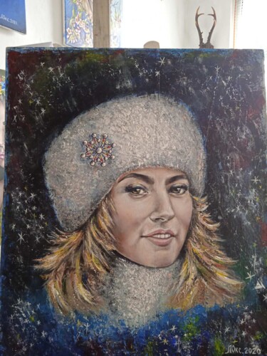 Painting titled "Зима" by Oksana Litovkina, Original Artwork, Oil